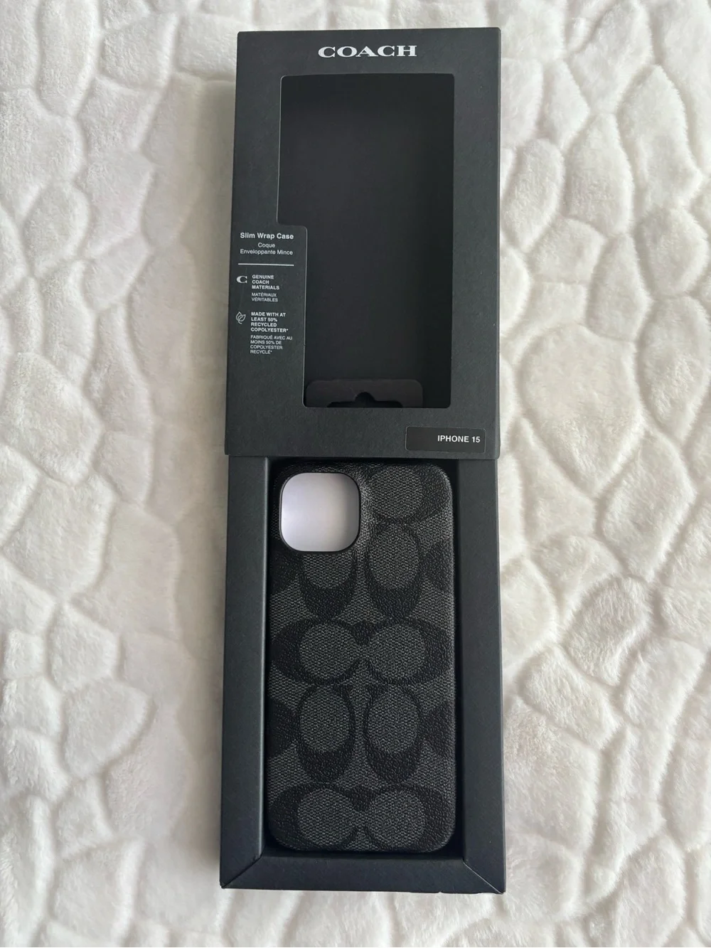 Coach Black Signature Slim Case for iPhone 15